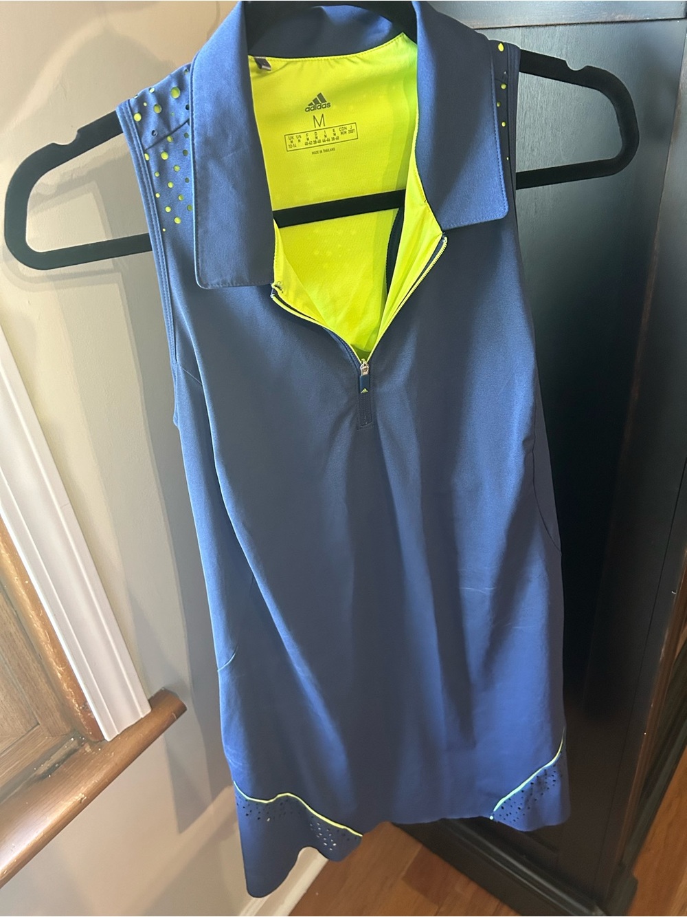 adidas Navy Sleeveless Golf Dress with Neon Lime Accents